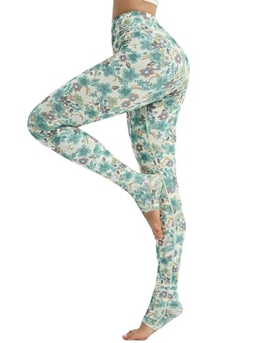 Floral Print High Waisted Yoga Leggings, Tummy Control, Naked Feel, 4 Way Stretch, Squat Proof, Workout Gym Pants For Women