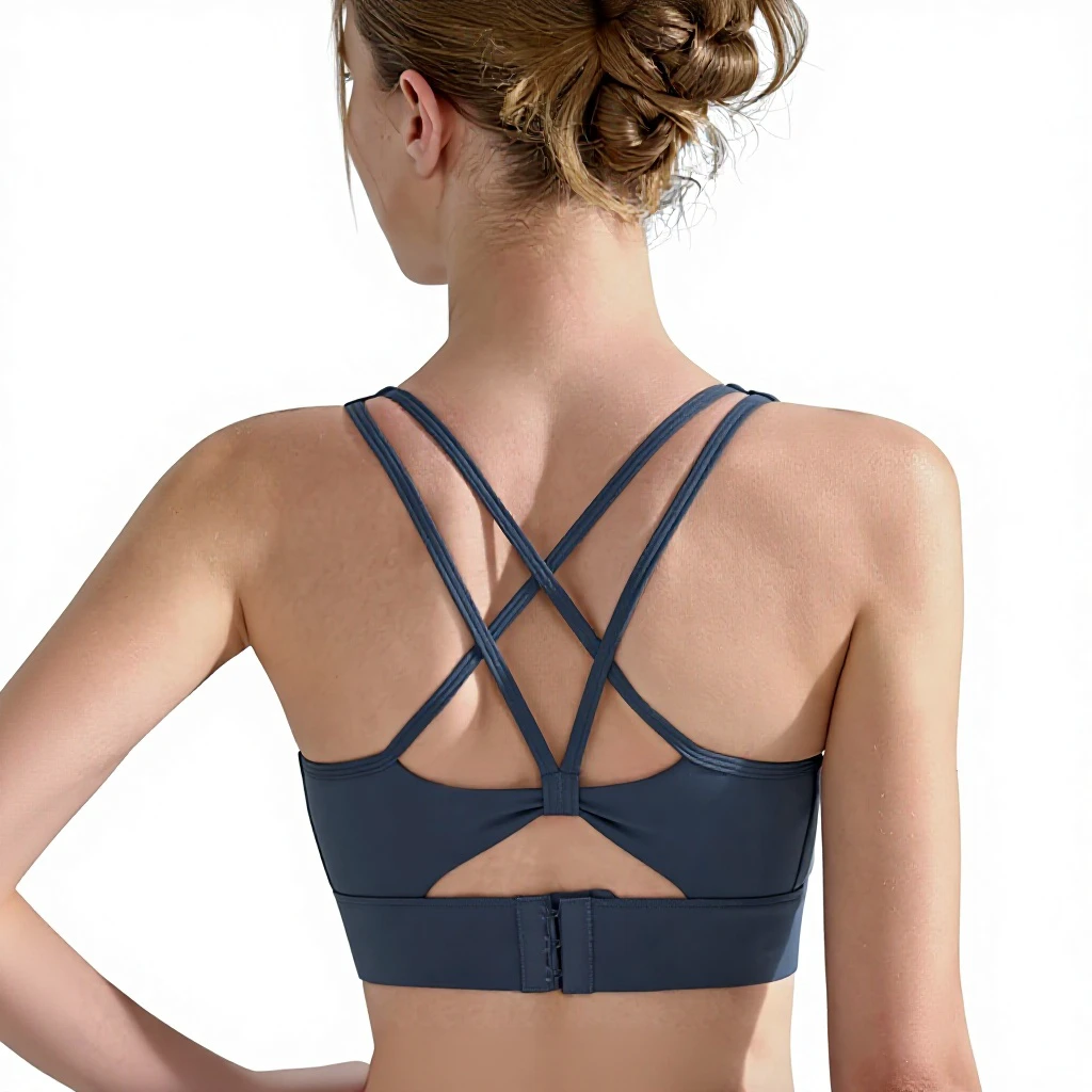 High-intensity Breathable Crisscross Strap Sports Underwear Women's U-neck Bra Chest Pads Push-up Yoga Fitness Bra