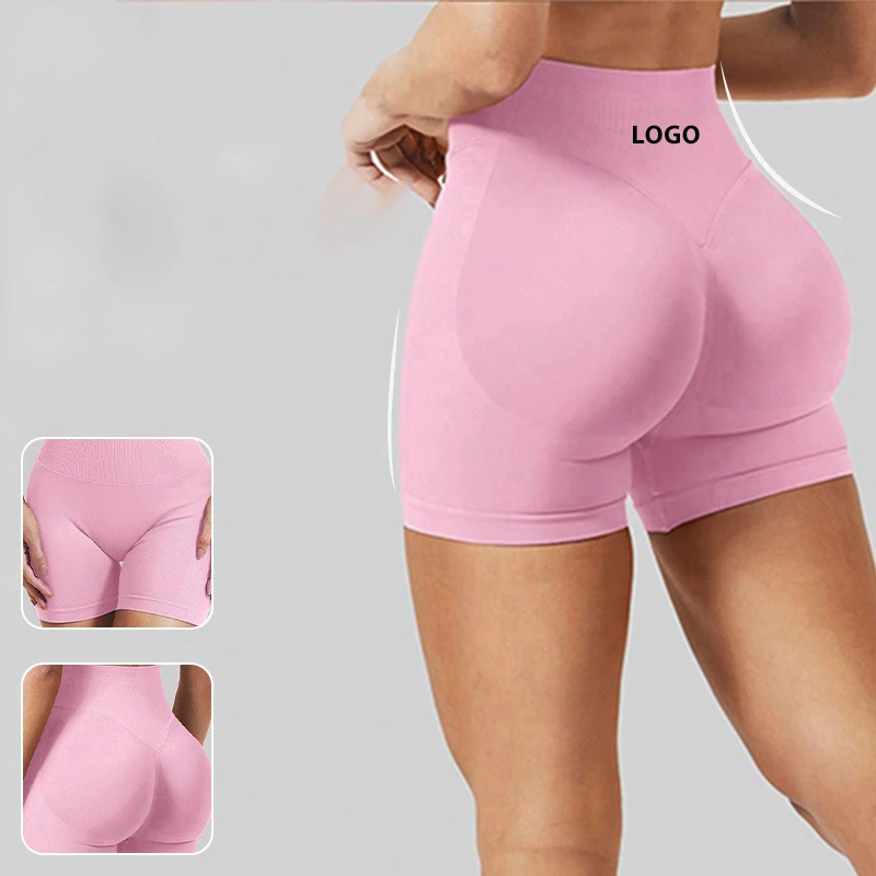 Breathable Women Workout Shorts High Waist Scrunch Butt Yoga Fitness Compression Running Sports Fitness Seamless Yoga Shorts