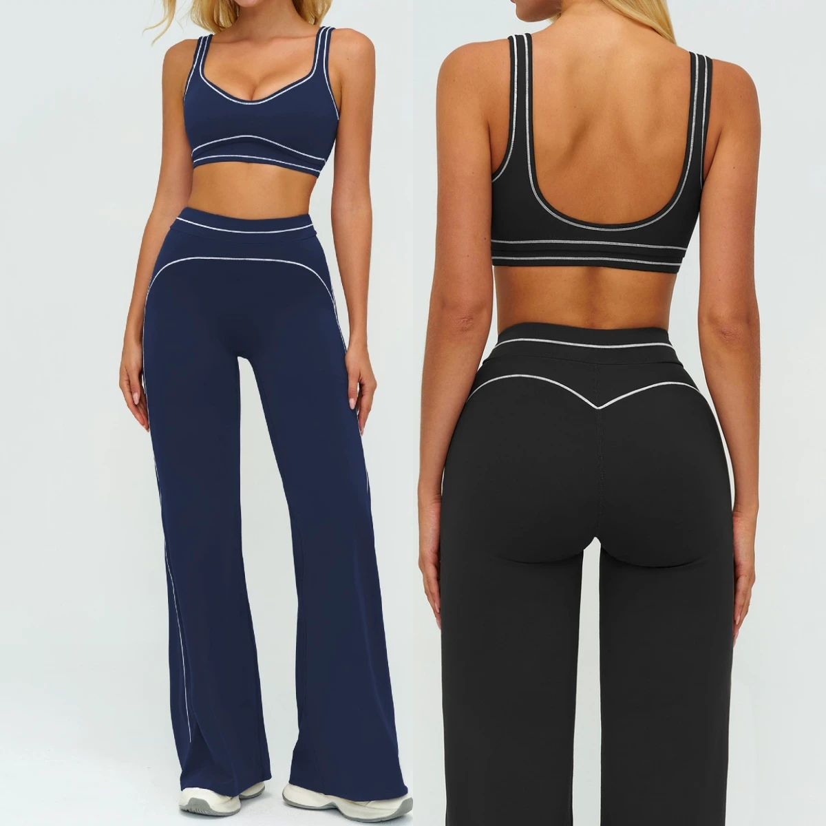 Factory Wholesale Fitness Sports Yoga Set Quick Dry 2-Piece Elastic Waist Workout Gym Wear Activewear Leggings Set for Women