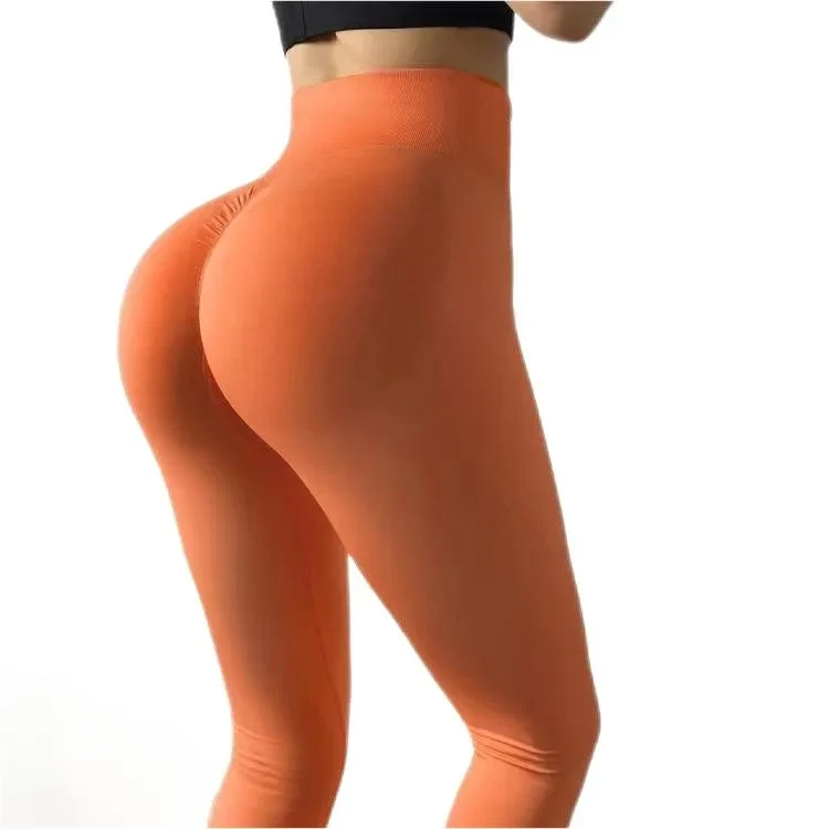 Women's Active Wear Sports Leggings High Waist Ankle-Length Seamless Scrunch Butt Four Way Stretch Yoga Spandex/Nylon Pants