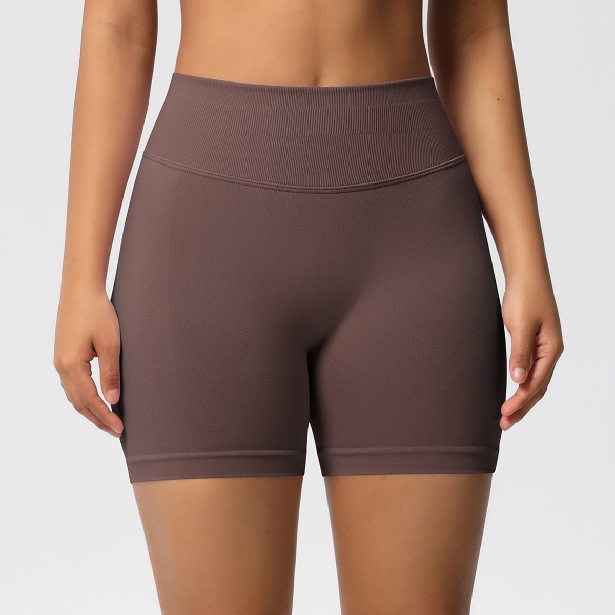 New Women's High Waist Solid Peach Hip-lifting Seamless Spandex/Nylon Fitness Sports Shorts Tight Quick-drying Yoga Shorts