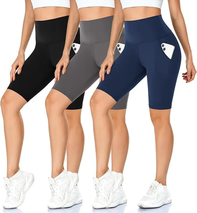 Women's Cycling Shorts with Pockets High Waist Sports Shorts Opaque Short Sports Trousers Summer for Yoga Sports Fitness