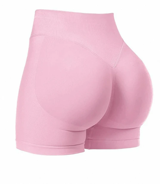 Women's High Waist Three-Point Fitness Shorts Seamless Peach Hip Tight-Fitting Yoga Outdoor Running Wear Solid Pattern