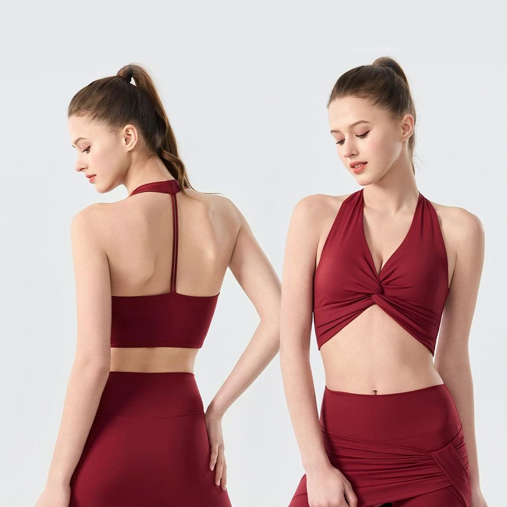 Roregal Women's Sexy Backless Yoga Bra Fixed Pad Shockproof Open Back Cut-Out Sports Bra for Pilates