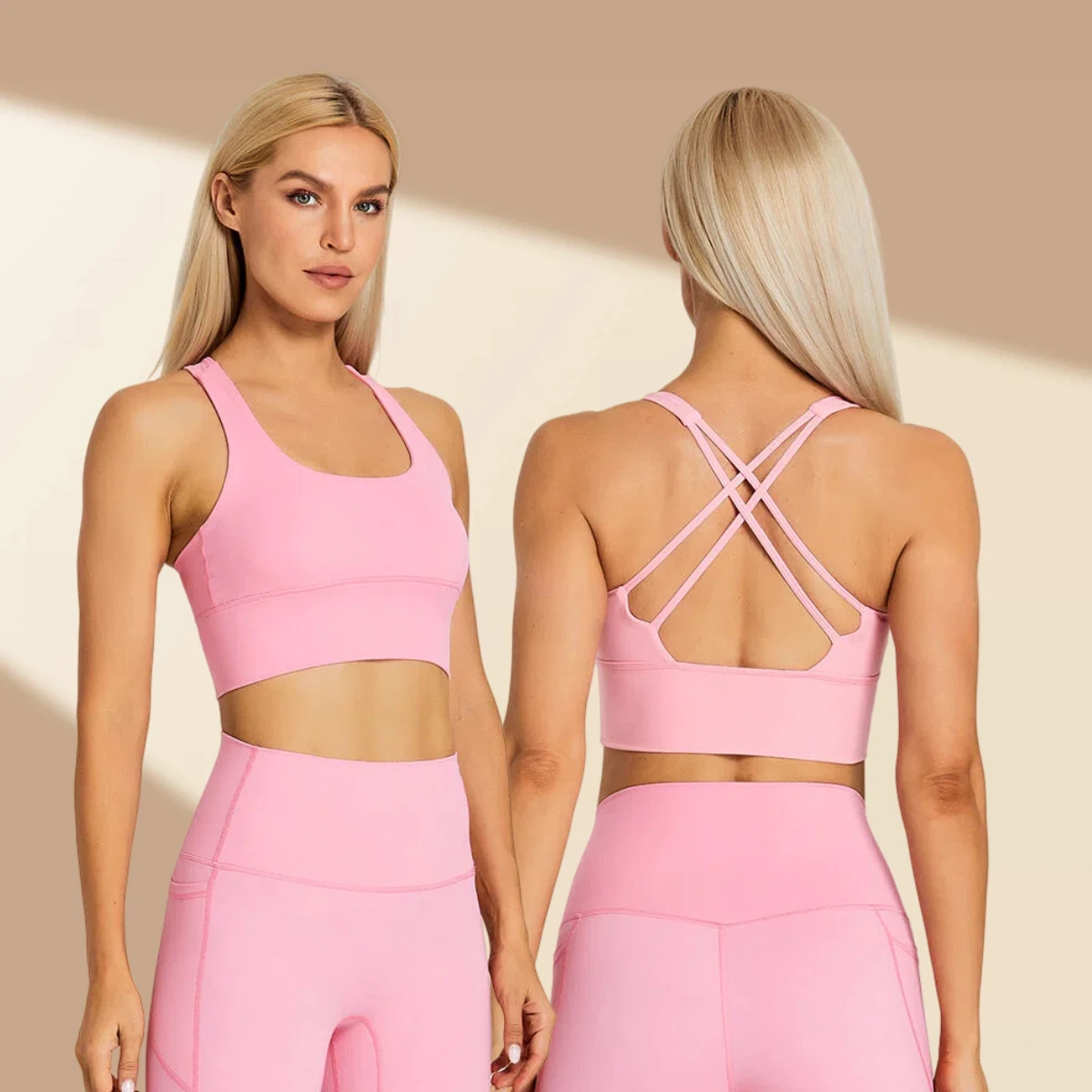 2197 Breathable Quick-drying Crisscross Straps High Support Nylon Sports Bra for Women Fitness Yoga Outerwear