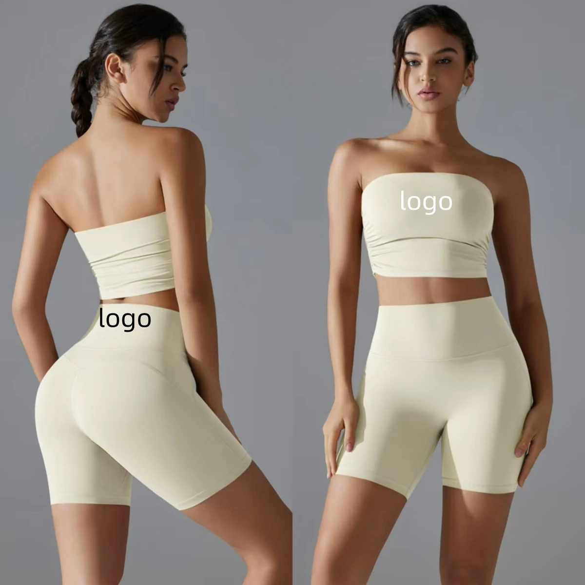 New Design Backless Crop Top Bra and Shorts 2 Piece Elastic Tight Fitness Yoga Suit Yoga Set Women's Sportswear