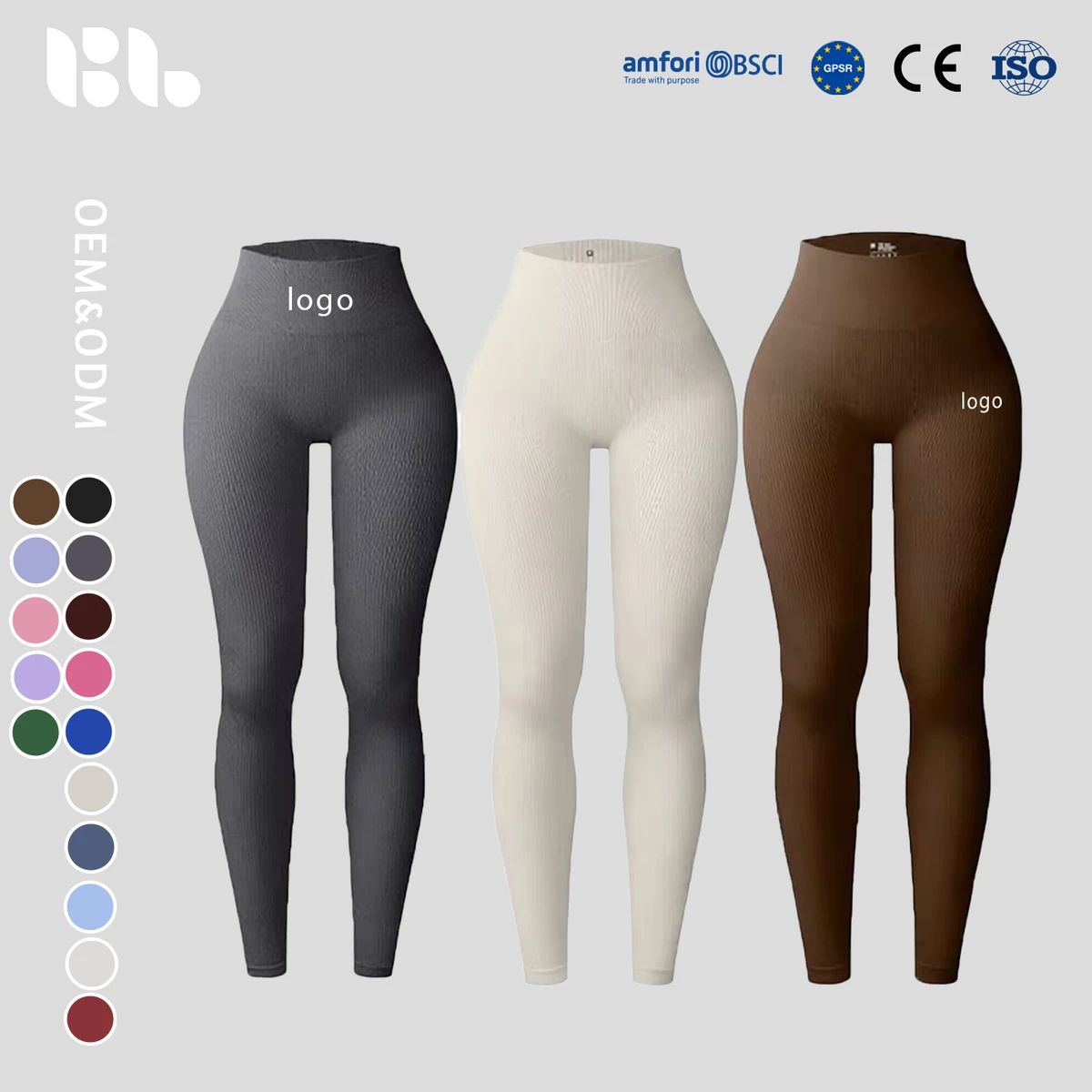 Women's Ribbed Seamless Breathable High Waist Yoga Gym Workout Pants Full Length Leggings Four-way Stretch Fitness Tights