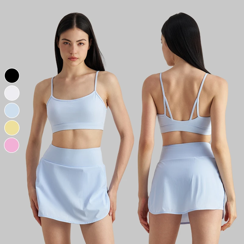 Newest Custom logo Soft Round Neck Sports Bra Wicking and Moisture Yoga tank Top Beauty Back Fitness Yoga Bra for Woman