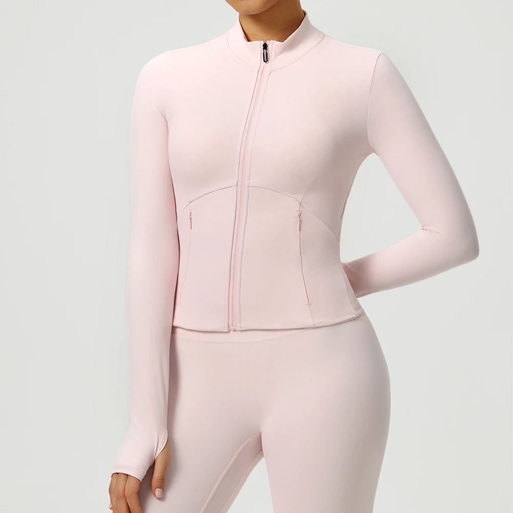 Wholesale Custom Logo Yoga Jacket Women's Clothing Slim Fit Quick Drying Long Sleeved Sports Top Fitness Suit Zipper Jacket