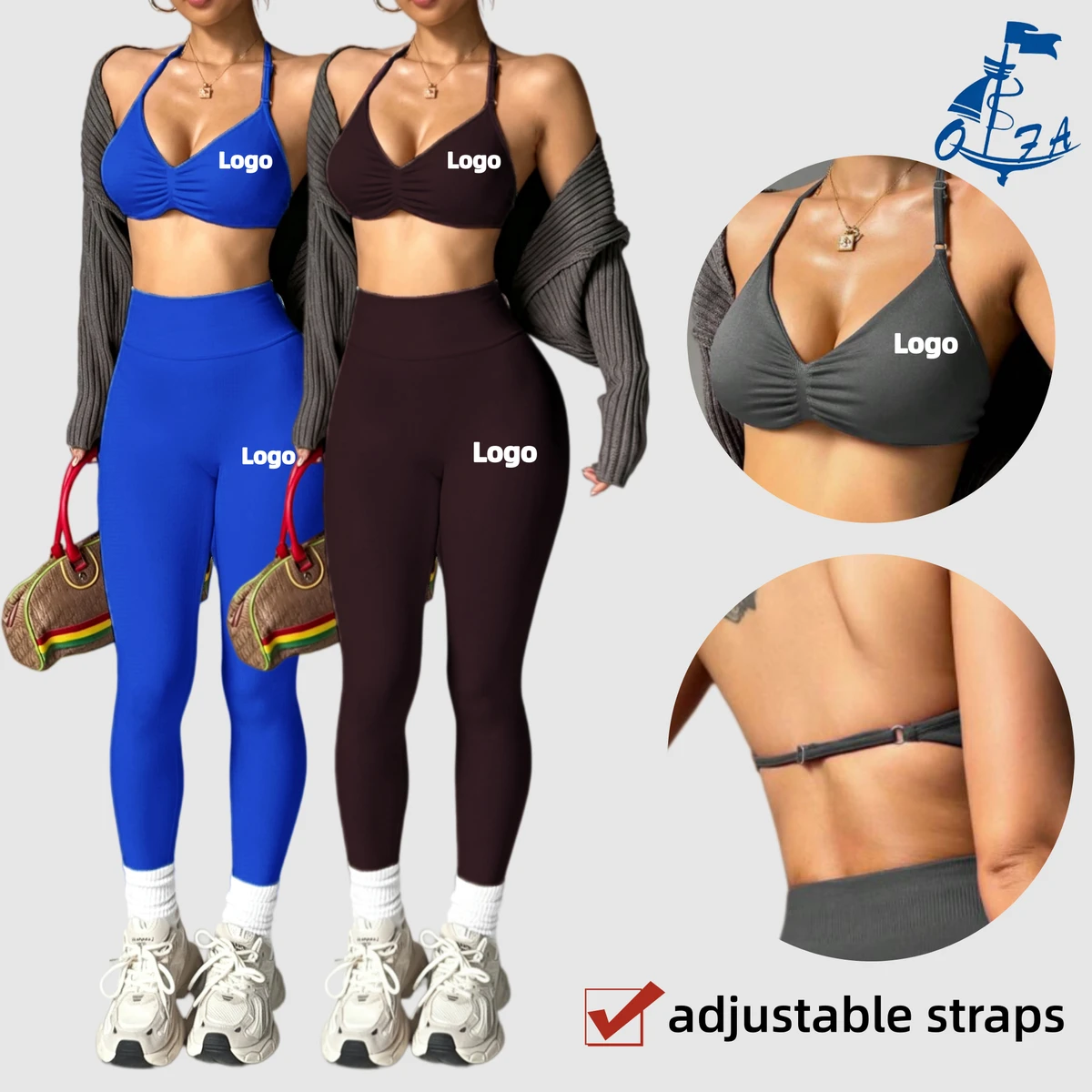 L-03 Women Halter Bra Push up Shorts Yoga Sets Gym Fitness Sets High-stretch Seamless Adjustable Straps Bralettes Sports Bra
