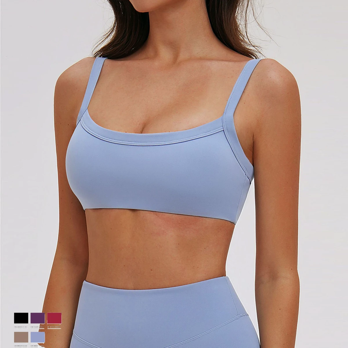 Women's Quick Dry U Neck Backless Sexy Seamless Sports Bra Solid Slim Fit Comfortable High Support Outdoor Yoga Bras