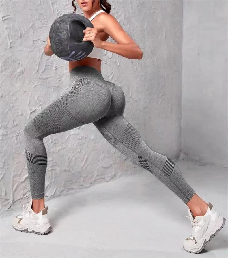 High Waisted Seamless Peach Buttocks Tight Fit Quick Drying Elastic Fitness Pants Thin Breathable Yoga Leggings