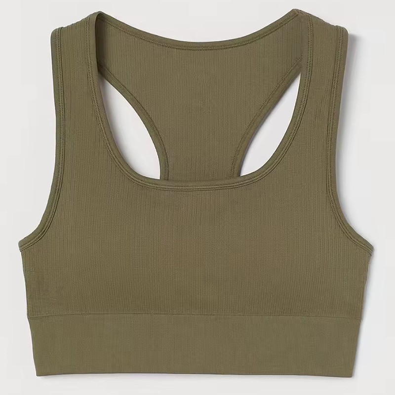 Wholesale Custom Color Breathable Training Gym Fitness Seamless Simple Front Yoga Sports Bra Womens Spandex/Polyester Stretch