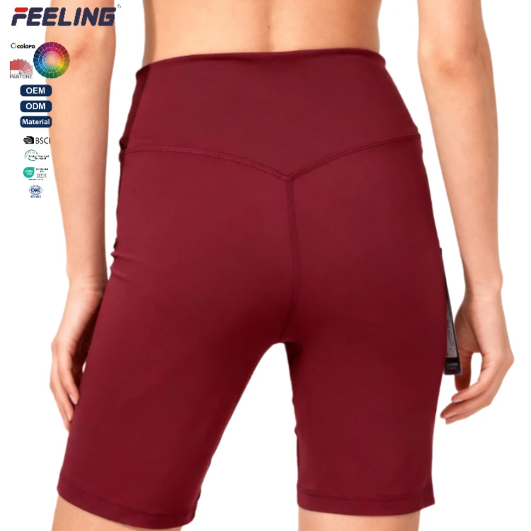 Women High Waist Yoga Shorts With Crossover Waistband Tummy Control Workout Breathable Quick Dry For Gym Running Training OEMODM