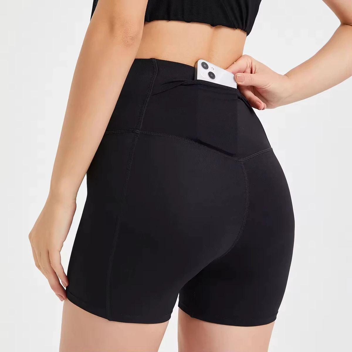 Hot Sell Fitness Sports Wear Summer Gym Yoga Short Leggings With Back Pocket Women High Waist Cycling Biker Shorts