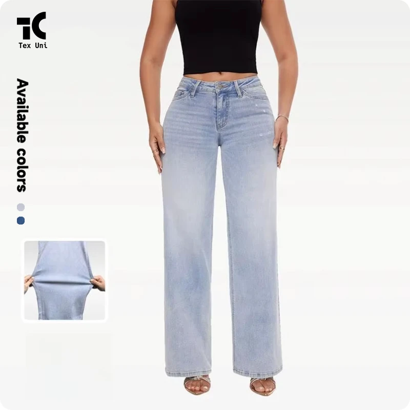 Women's Loose-Fit Cotton Casual Pants Homewear Wide Leg Breathable Elastic Waist Mid Waist Plain Dyed Eco-Friendly