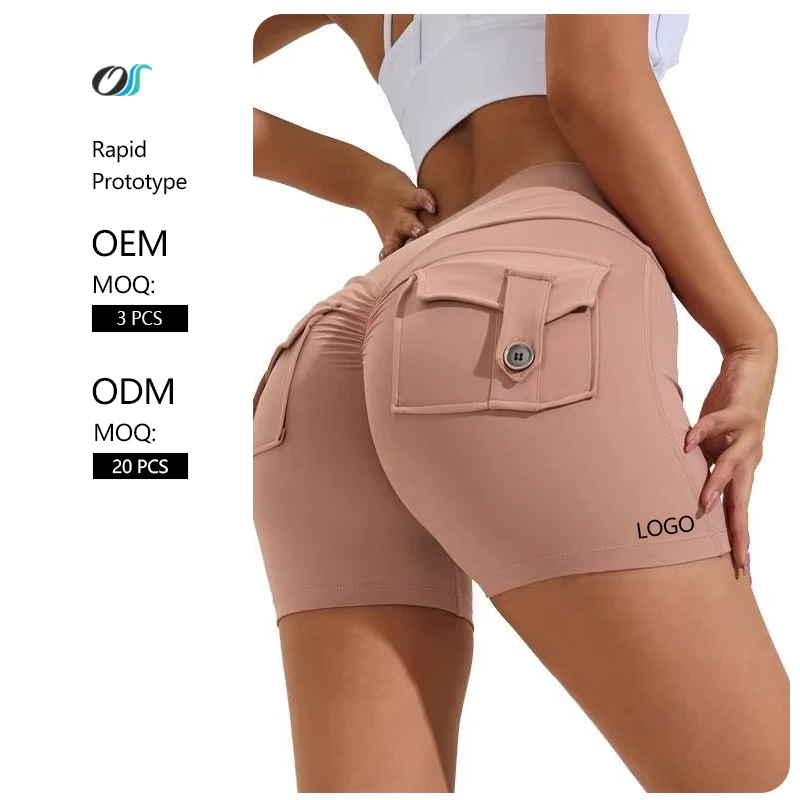 Women's High Waist Summer Fitness Yoga Shorts Quick-Drying Gym Leggings with Hip Pocket for Sport Workout