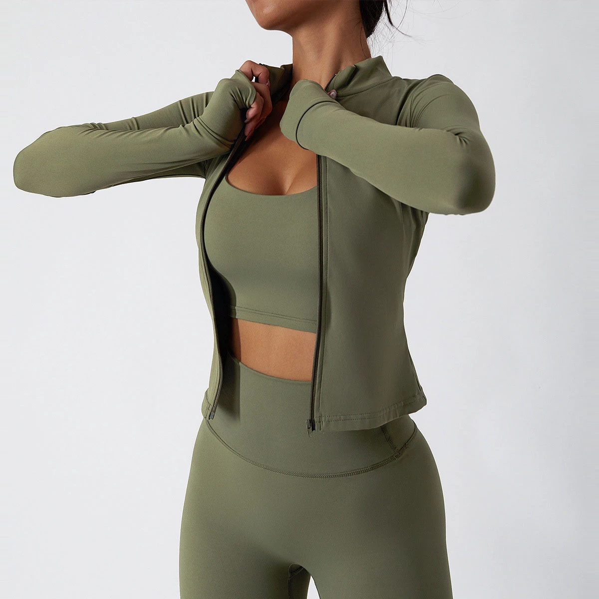 Custom Logo Activewear Soft Running Sport Bra Yoga Leggings Pants Cloths Long Sleeve Jacket Fitness Wear Yoga Set For Women