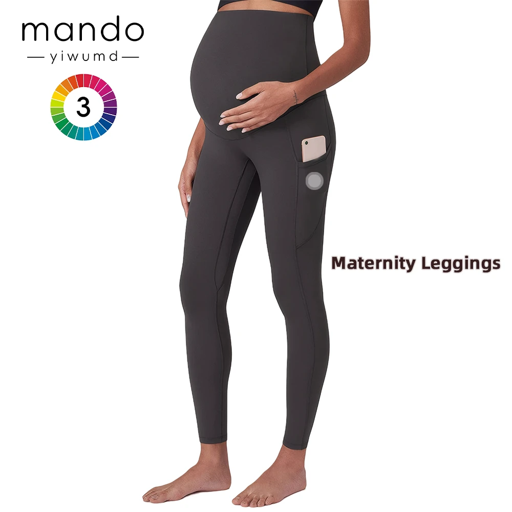 Wholesale Custom Logo New Women's Seamless XL Gym Sports Yoga Maternity Leggings with Pockets Pregnant Leggings