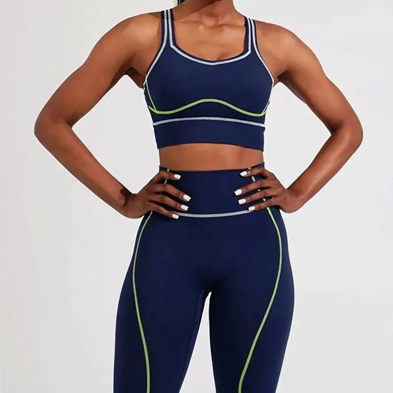 Premium Women Yoga Set Solid Breathable Eco-Friendly Lightweight Spandex/Nylon 2-Piece High Quality OEM Service Elastic Waist