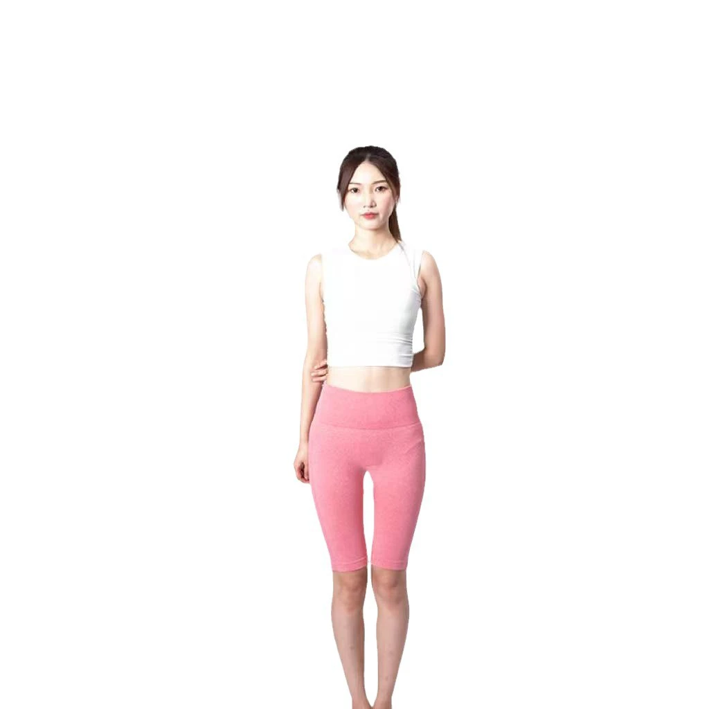 Women's Solid High Waist Peach Hip Fitness Shorts Spandex/Nylon Quick-Drying Breathable Elastic Waist Yoga Leggings Pants