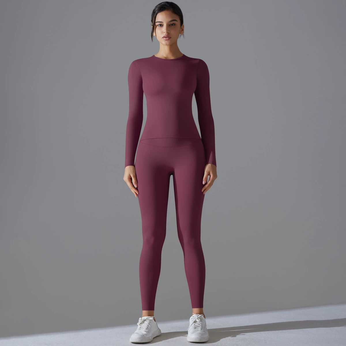 New Breathable Solid Color Double-sided Brushed High Elastic High Waist Tight Hip Lifting Training Yoga Suit Set Running Fitness