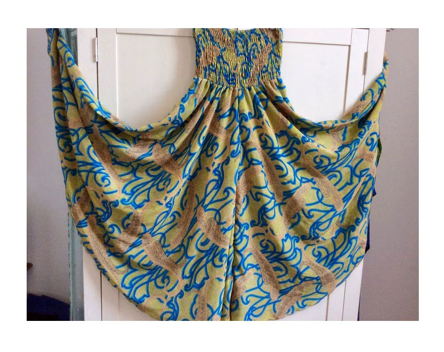 Indian Sari Silk Women's Palazzo Pant Handmade Printed Yoga Pants