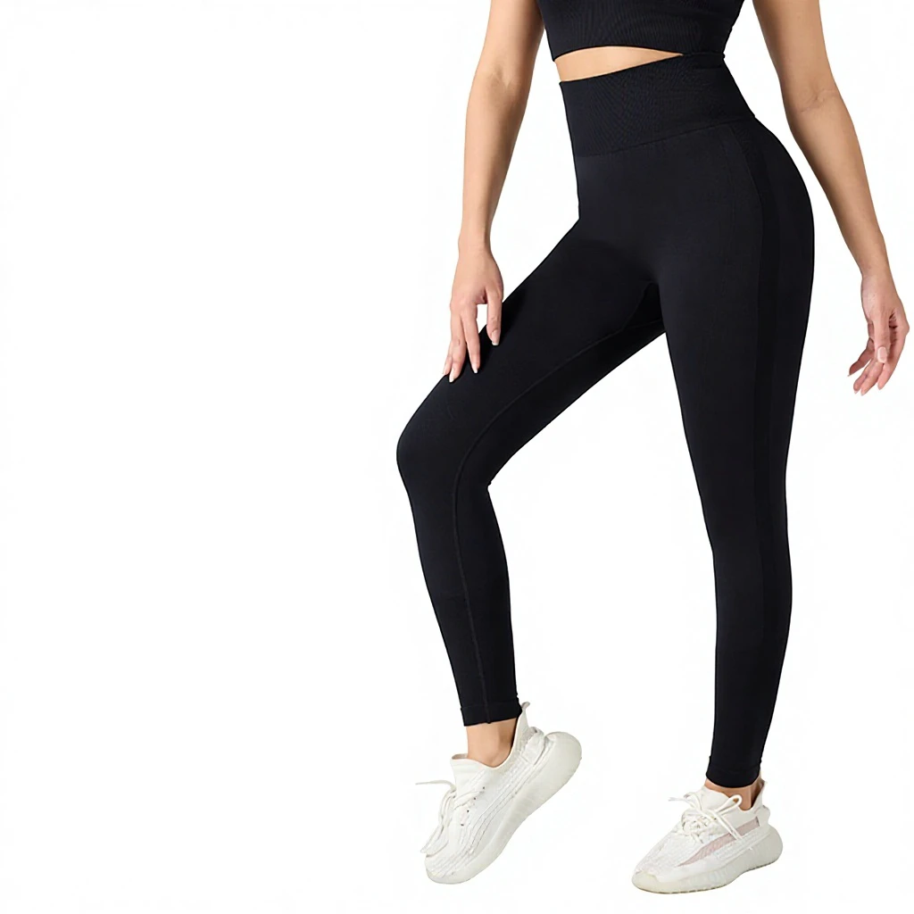 High-Waist Butt-Lifting Knitted Cropped Yoga Pants No-Ugly-Line Sports Peach-Butt Fitness High-Elastic Workout Tights Outerwear