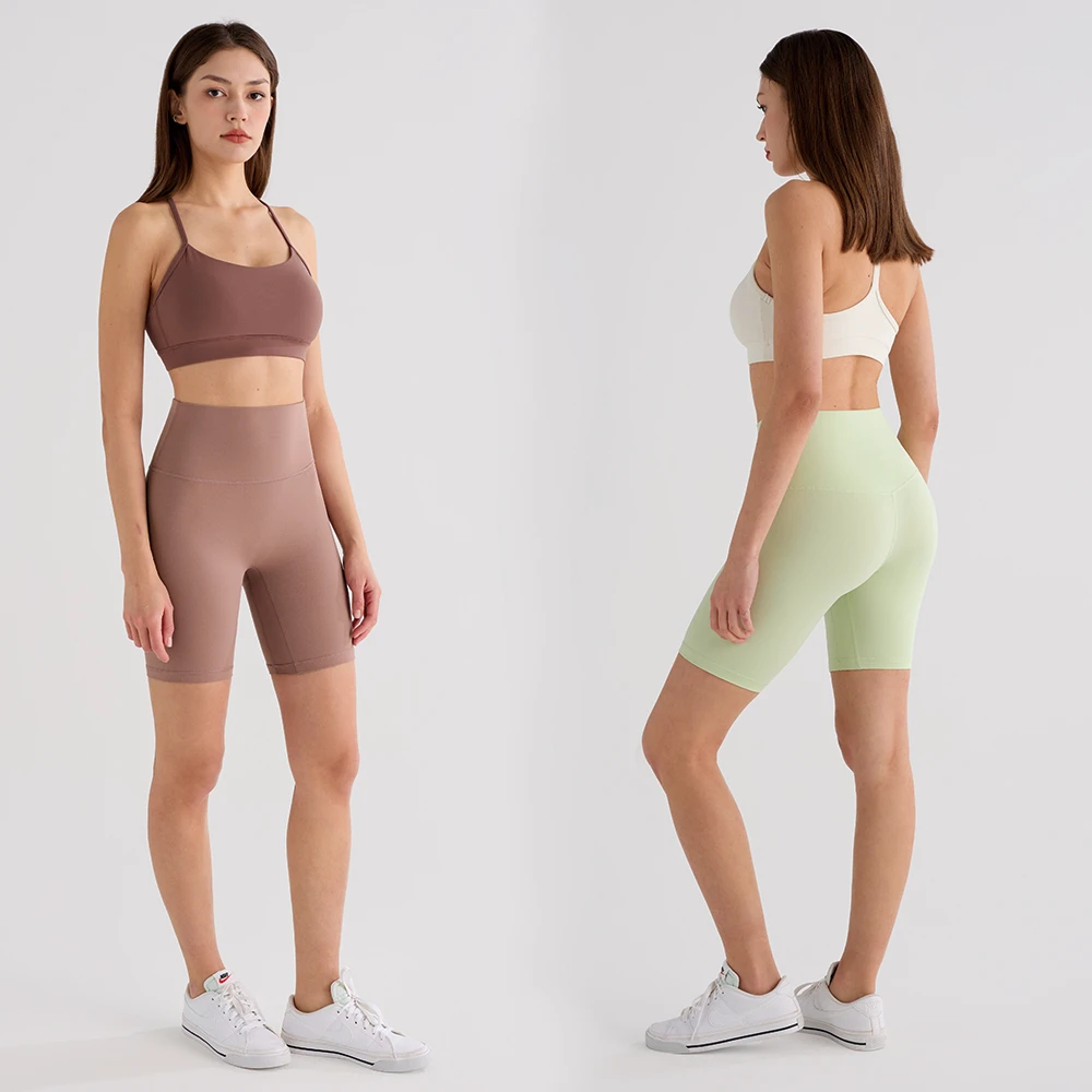 Women's Brushed 5 Inch Yoga Pants No Camel Toe High Waist Outdoor Cycling Shorts Sports Tight Fitness Leggings