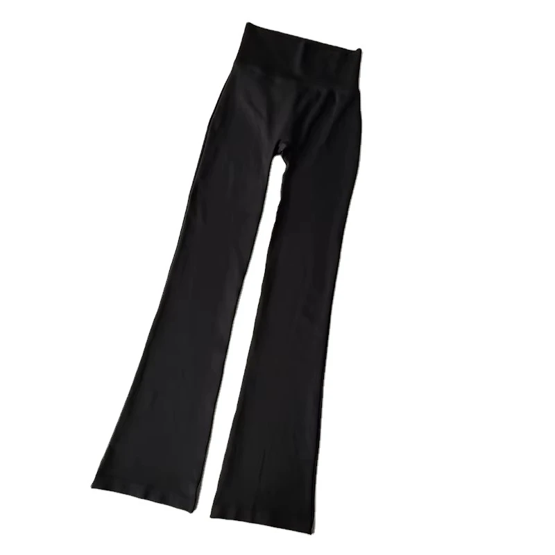 High Waisted Compression Solid Micro Flared Yoga Outdoor Wear Seamless Elastic Breathable Four-Way Stretch Ankle-Length