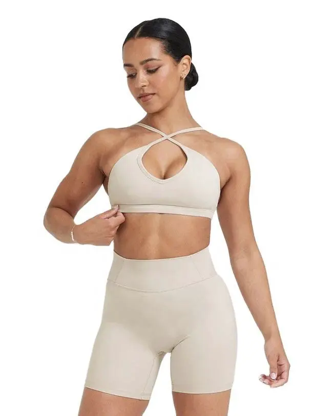 Custom High Quality 2 Piece Yoga Set Anti-Bacterial Breathable Gym Clothing Sportswear Activewear Sports Shorts Bra Yoga Sets