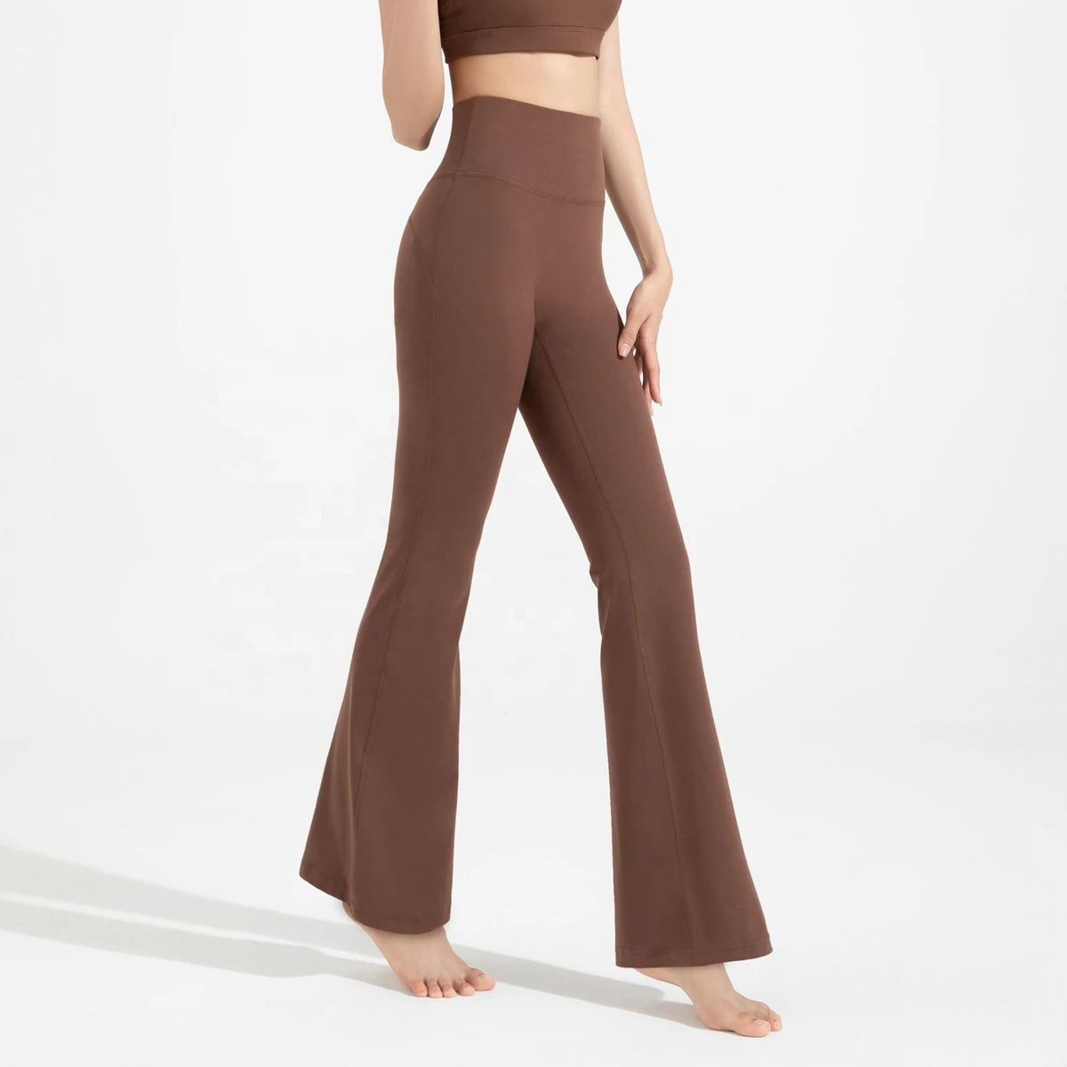 Women's High-Waisted Wide Leg Flared Yoga Pants Bootcut Yoga Leggings with Tummy Control Solid Pattern Summer Wear