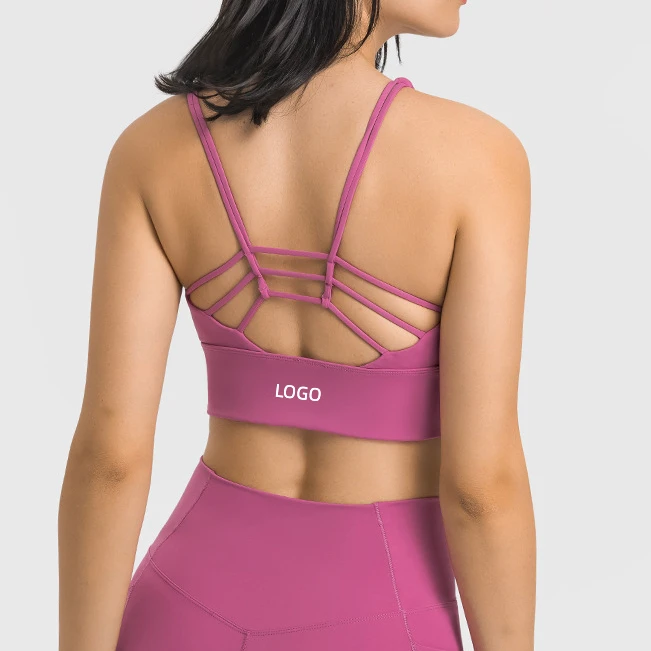 New Arrival High-strength Shockproof Upper Support Sports Bra V Shape Thin Strap Crossing Beauty Back Exercise Underwear Female
