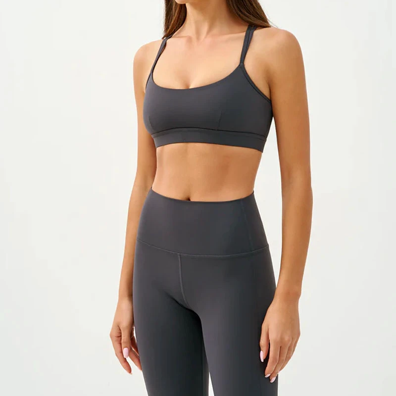 Hot Sexy Breathable Lightweight Crisscross Strap High Support Gym Bra for Women