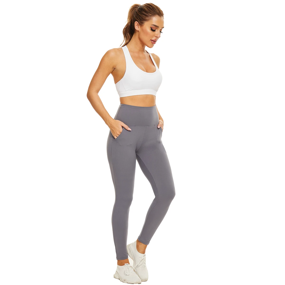 Hot Sale 92 Polyester 8 Spandex High Waist Women Knee-length Breathable Anti-bacterial Yoga Pants Silk Screen Printing Leggings