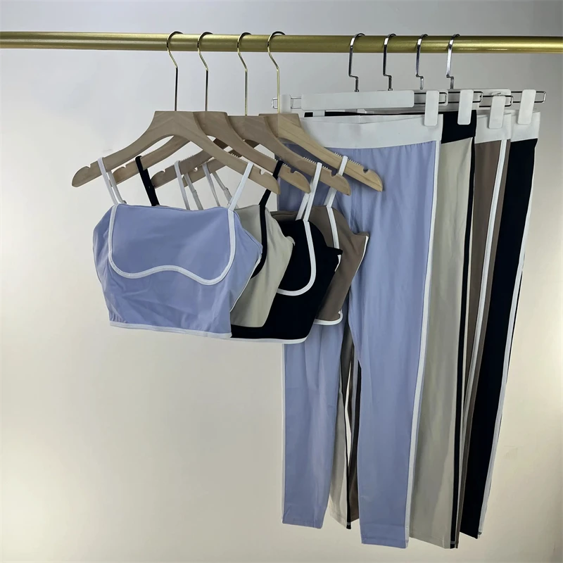 Quick-drying High-waisted Sports Suit for Women with Contrasting Color, Beautiful Back, Tight-fitting Fitness Yoga Clothes