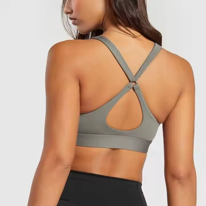 Deep U-Neck Women's Sports Bra Removable Pad Breathable Seamless Plus Size Adjustable Outdoor Workout Activewear Hollow Design