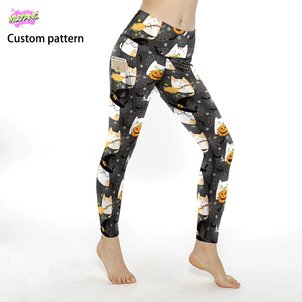 High Waist Spandex No Front Seam Tummy Control Print Yoga Sculpt Leggings Light Weight Seamless Yoga Tights with Pockets
