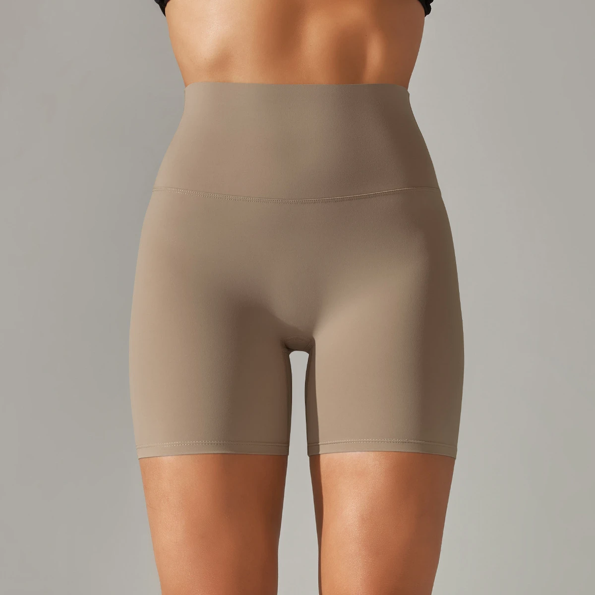 Women's High-Waisted Yoga Shorts Spandex/Nylon Quick-Dry Breathable Stretchy Double-Sided Brushed Solid Color for Spring Summer