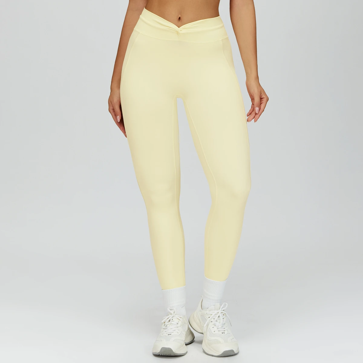 Twist Tummy Control Color Blocking Full Length Spandex/Nylon Outdoor Running Workout Yoga Pants