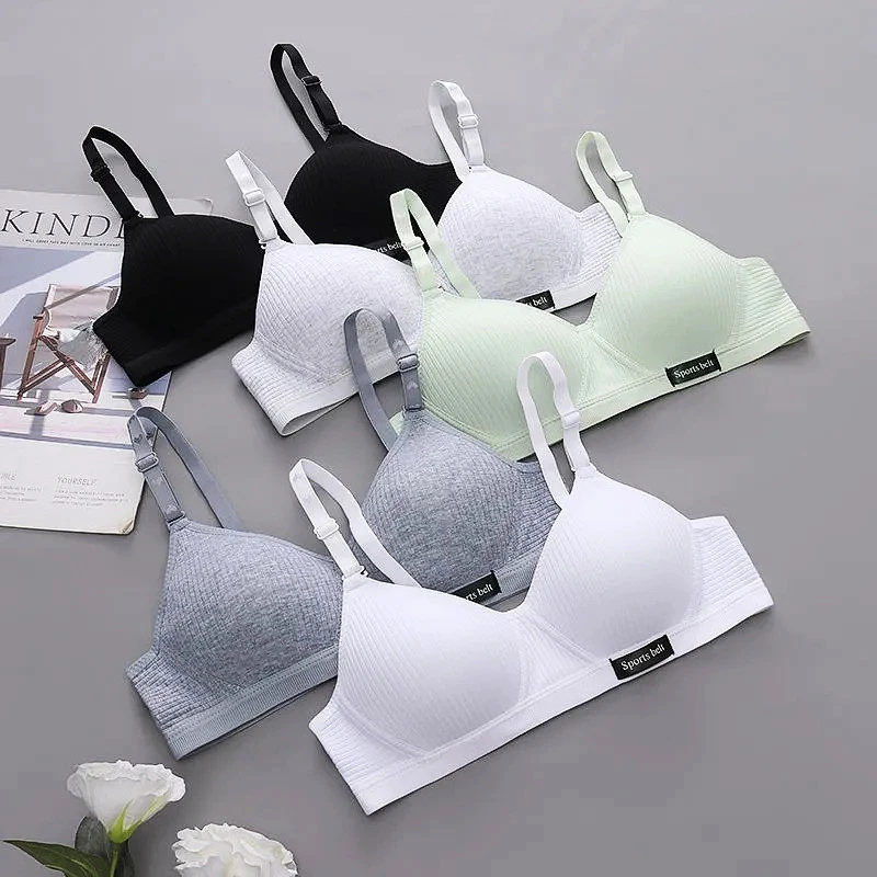 Teenagers Girl Cotton Underwear Bra Small Cup Wire Free Push up Sport Brassiere Lady Summer Thin Seamless Bras