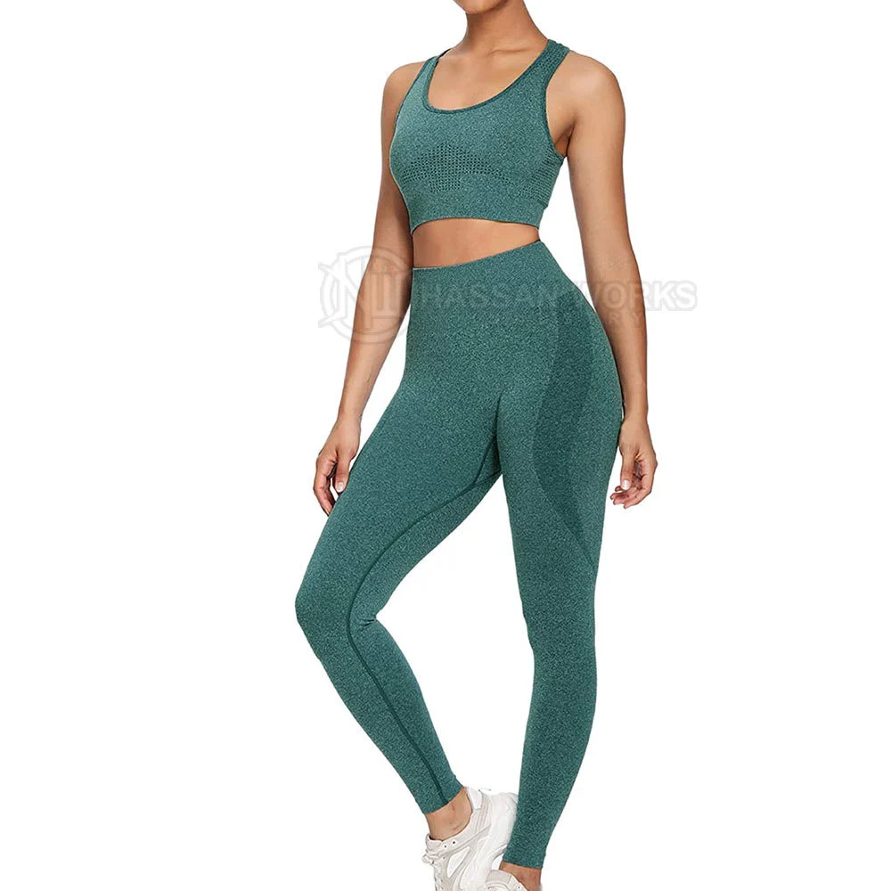 Custom Made Women's Yoga Set Elastic Waist Breathable 2-Piece Spandex/Nylon Sleeveless Full Length High Quality Solid Pattern