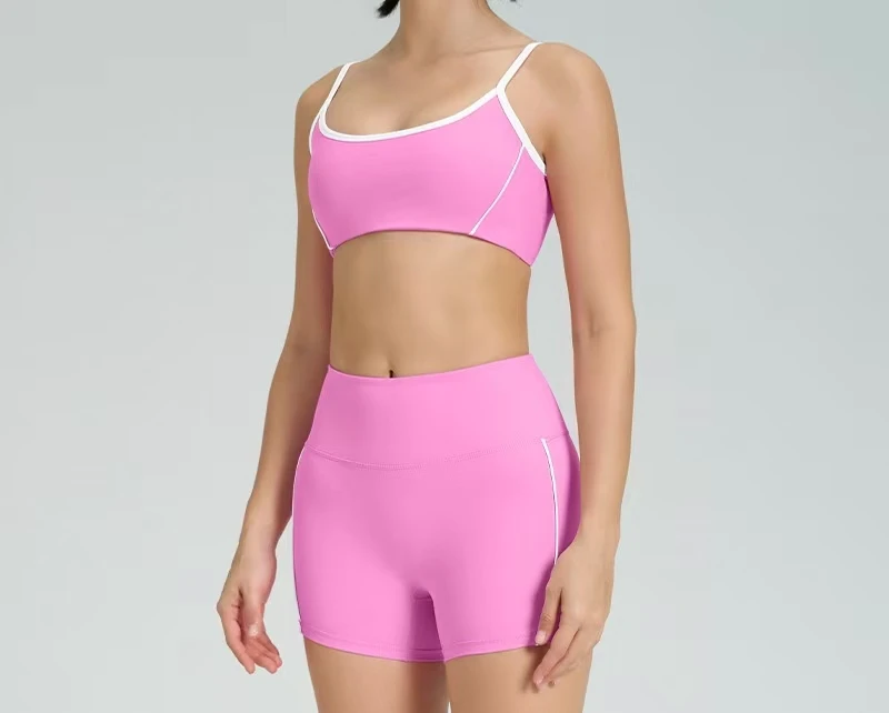 Strapless Detachable Bra Support Fitness Bra Sheer Flared Pants Sports Bra Yoga Set Drawstring Closure Polyester Unisex
