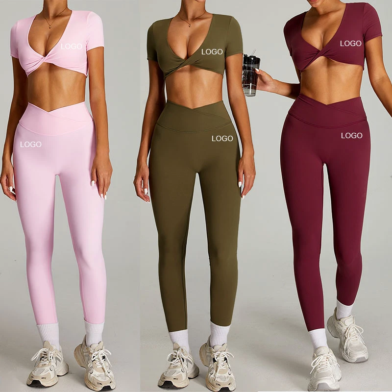 Women's High-Waisted Yoga Set Bare-Feel Tight-Fitting Quick-Dry Fitness Clothing Solid Print for Outdoor Sports & Running