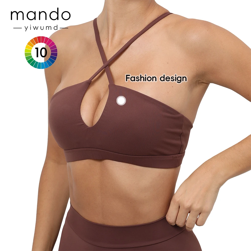 Wholesale Stock Women's Fashion Cross-Straps Compression Adjustable Strap Sports Bra Gym High Impact Sports Bra