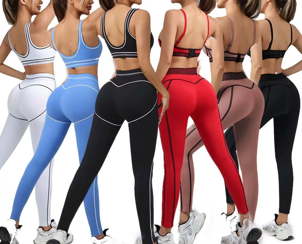 Wholesale Women's Yoga Set Breathable Eco-Friendly High Waisted Off-the-Shoulder Seamless Spandex/Nylon Sportswear Workout