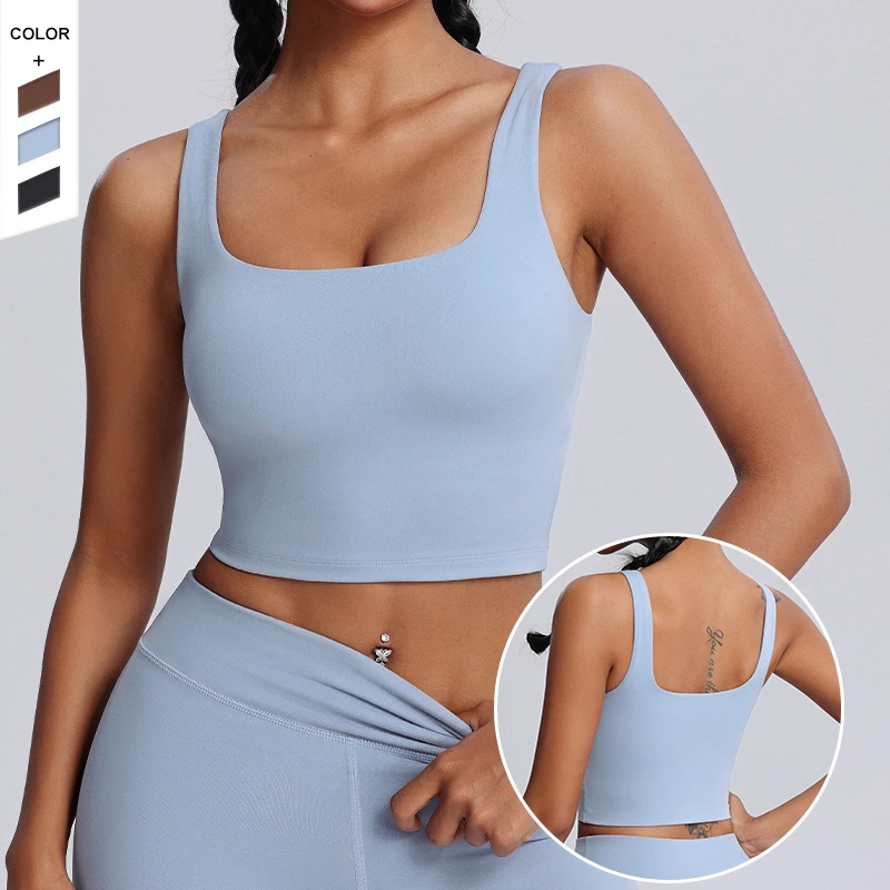 Wholesale Skin Friendly Shock Proof Yoga Bra Wide Shoulder Strap U-shaped Back Fitness Bra