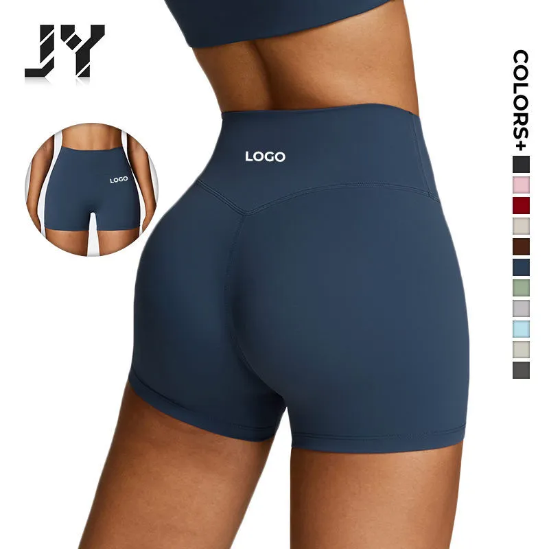 JY New Women's Yoga Sports Shorts High Waisted Elastic Waist Eco-Friendly Print Workout Gym Running Biker Shorts with Pocket