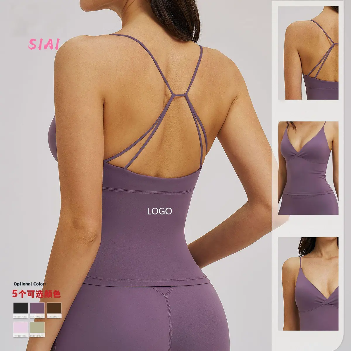 2026 Seamless High Stretchy Shockproof Workout Bra Breathable V Neck Halter Neck Plus Size Medium Support Cropped Front Yoga